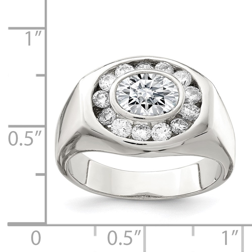 Sterlingsilber Rhodiniert Herren Zirkonia Ring