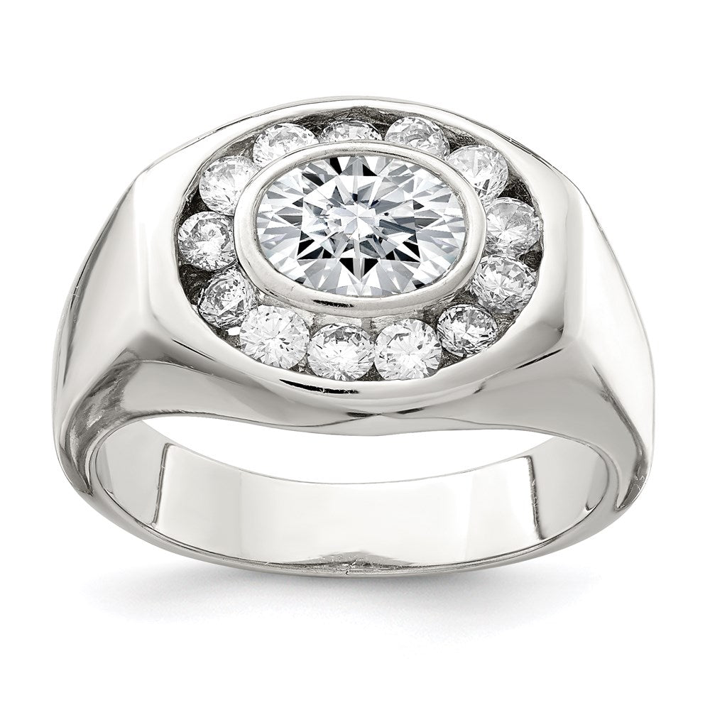 Sterlingsilber Rhodiniert Herren Zirkonia Ring