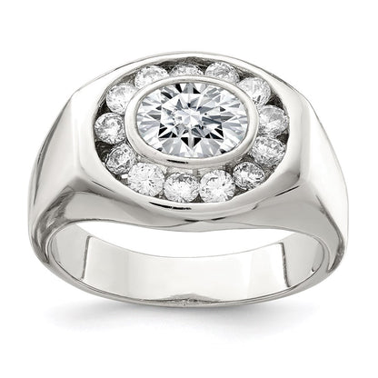 Sterlingsilber Rhodiniert Herren Zirkonia Ring