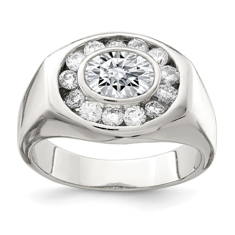 Sterlingsilber Rhodiniert Herren Zirkonia Ring