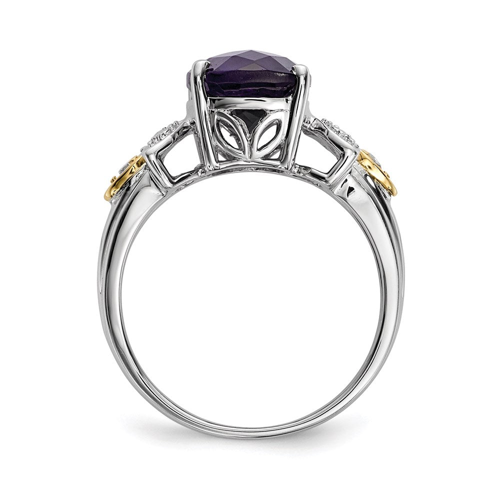 Sterlingsilber & 14K Amethyst und Diamant Ring (size 7 Nur)