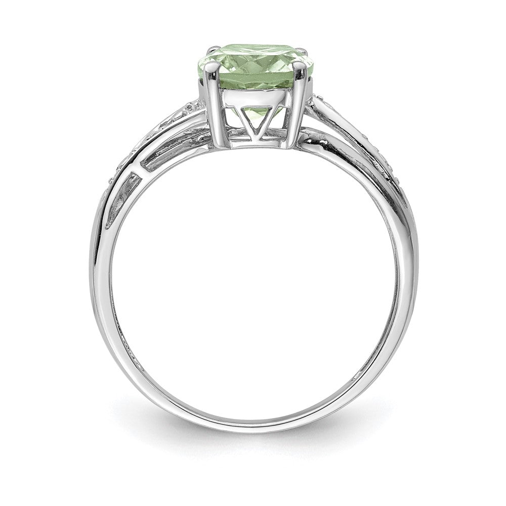 Sterlingsilber Brillant Gemstones mit 14K Akzente Rhodiniert Grün Quarz und Diamant Ring