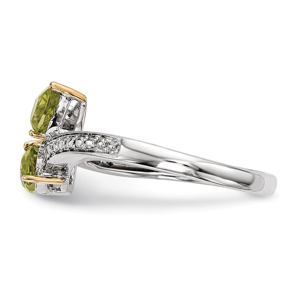 Sterlingsilber Brillant Gemstones mit 14K Akzente Rhodiniert Peridot und Diamant Ring