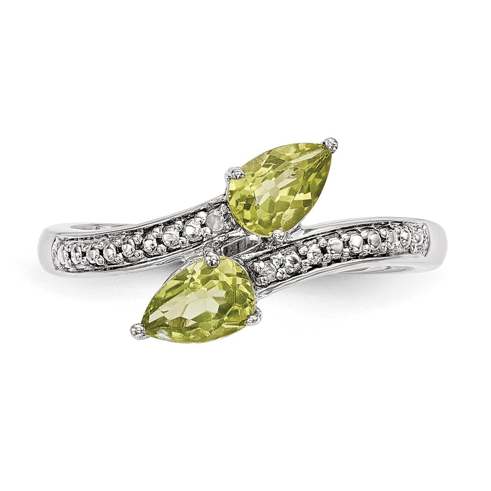 Sterlingsilber Brillant Gemstones mit 14K Akzente Rhodiniert Peridot und Diamant Ring