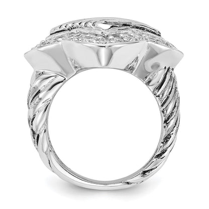 Sterlingsilber Poliert & Antikisiert Zirkonia Ring