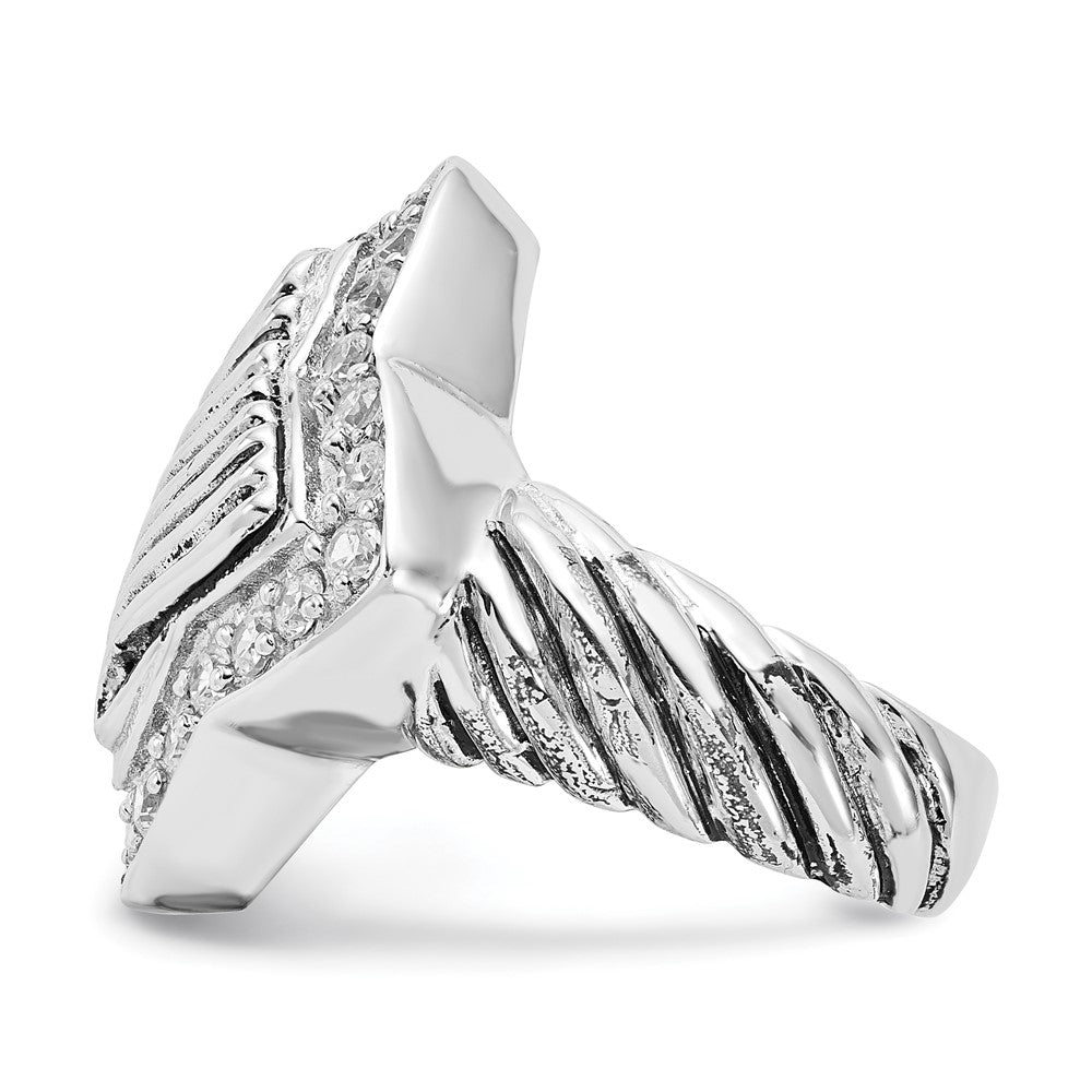 Sterlingsilber Poliert & Antikisiert Zirkonia Ring