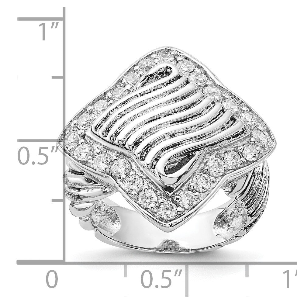 Sterlingsilber Poliert & Antikisiert Zirkonia Ring