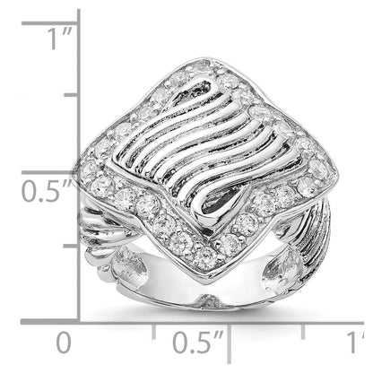 Sterlingsilber Poliert & Antikisiert Zirkonia Ring