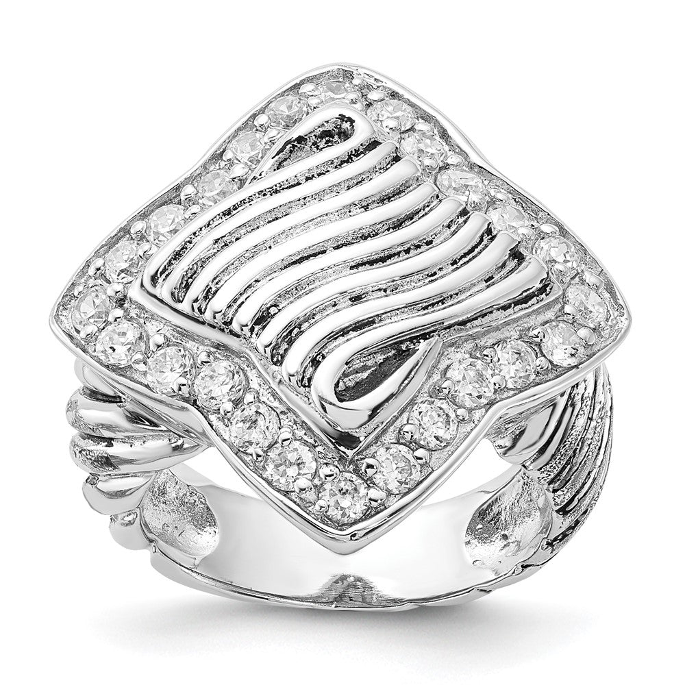 Sterlingsilber Poliert & Antikisiert Zirkonia Ring