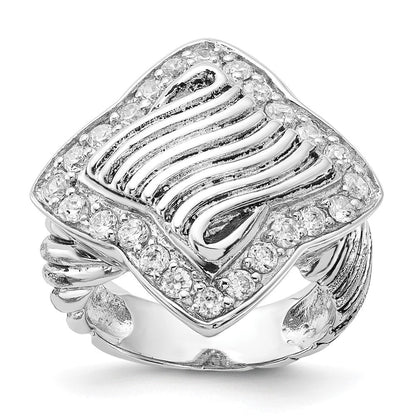 Sterlingsilber Poliert & Antikisiert Zirkonia Ring