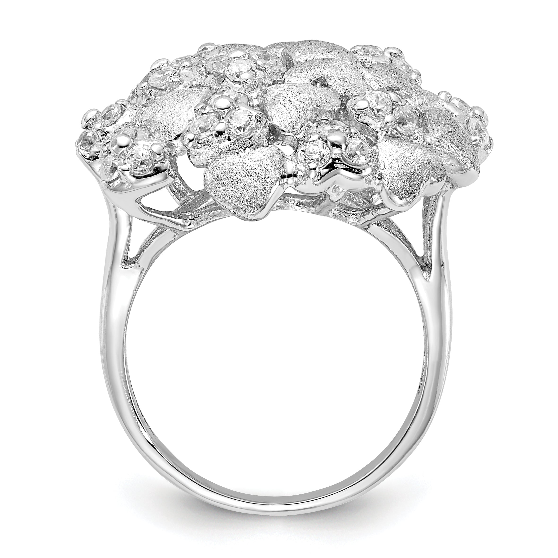 Sterlingsilber Satiniert & Zirkonia Herzen Ring