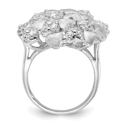 Sterlingsilber Satiniert & Zirkonia Herzen Ring
