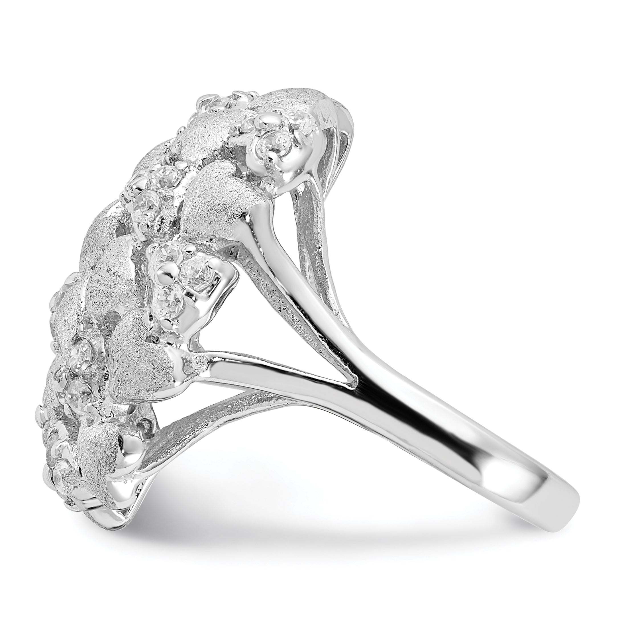 Sterlingsilber Satiniert & Zirkonia Herzen Ring
