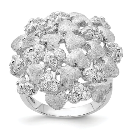 Sterlingsilber Satiniert & Zirkonia Herzen Ring