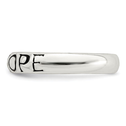 Sterlingsilber Antikisiert & Poliert Hoffnung Ring (size 7 Nur)