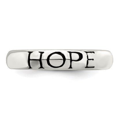 Sterlingsilber Antikisiert & Poliert Hoffnung Ring (size 7 Nur)