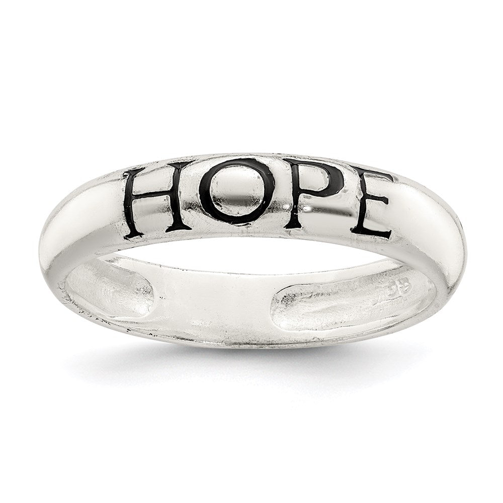 Sterlingsilber Antikisiert & Poliert Hoffnung Ring (size 7 Nur)
