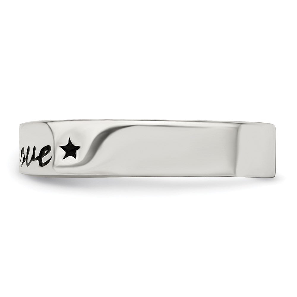 Sterlingsilber Antikisiert & Poliert Liebe Ring (size 7 Nur)
