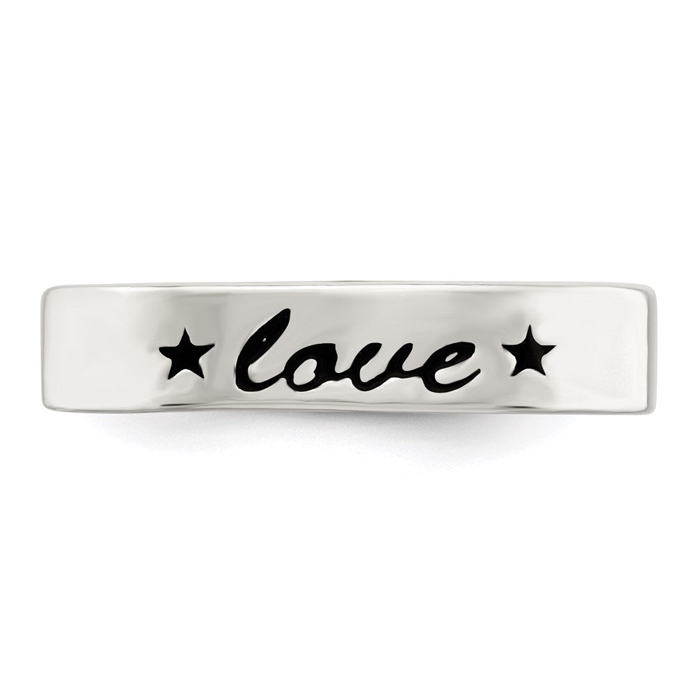 Sterlingsilber Antikisiert & Poliert Liebe Ring (size 7 Nur)
