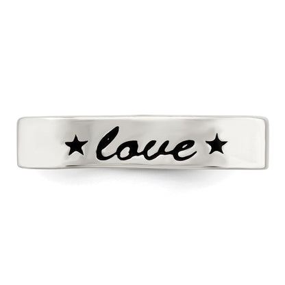 Sterlingsilber Antikisiert & Poliert Liebe Ring (size 7 Nur)