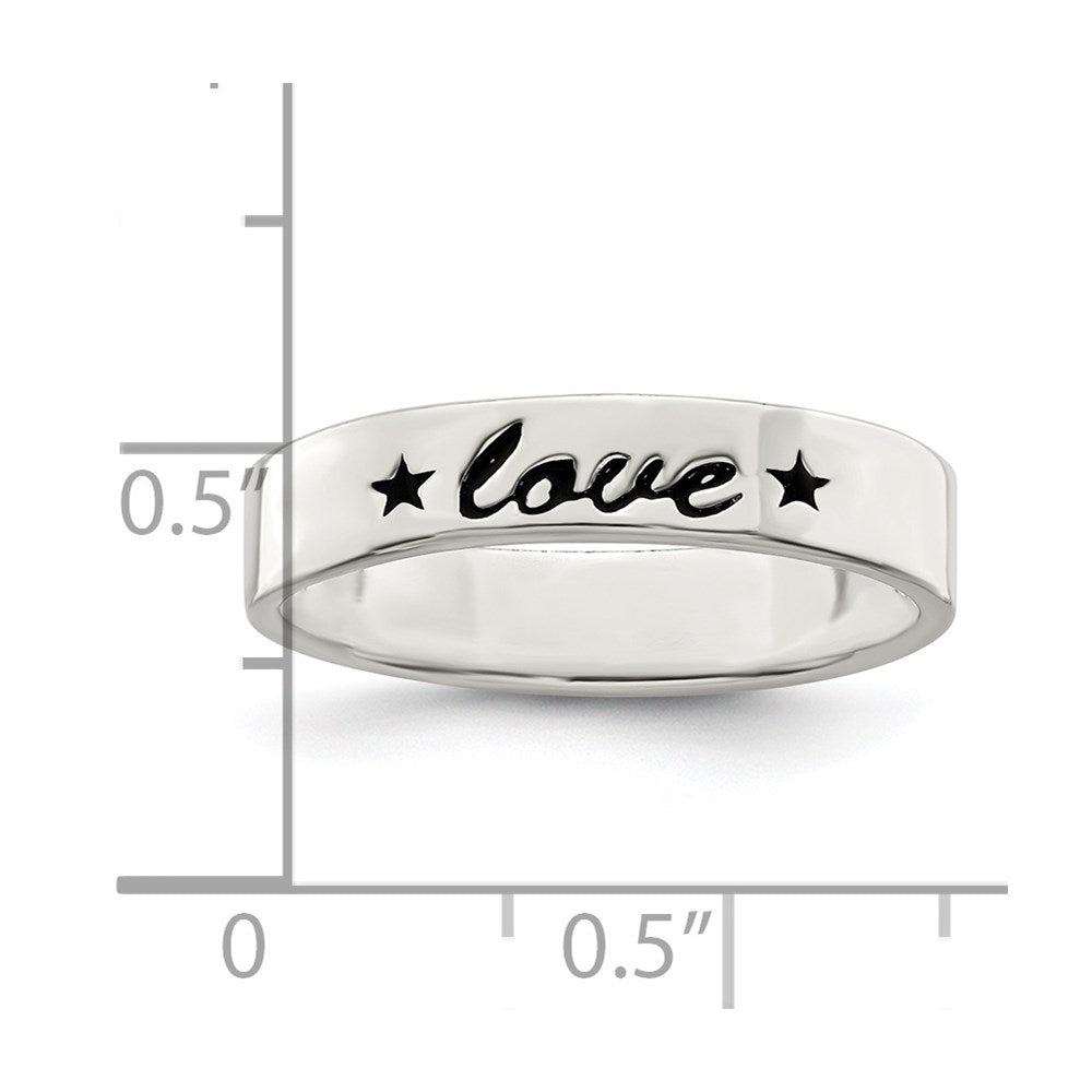 Sterlingsilber Antikisiert & Poliert Liebe Ring (size 7 Nur)