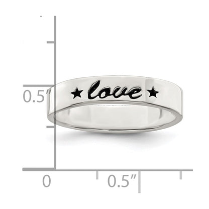 Sterlingsilber Antikisiert & Poliert Liebe Ring (size 7 Nur)