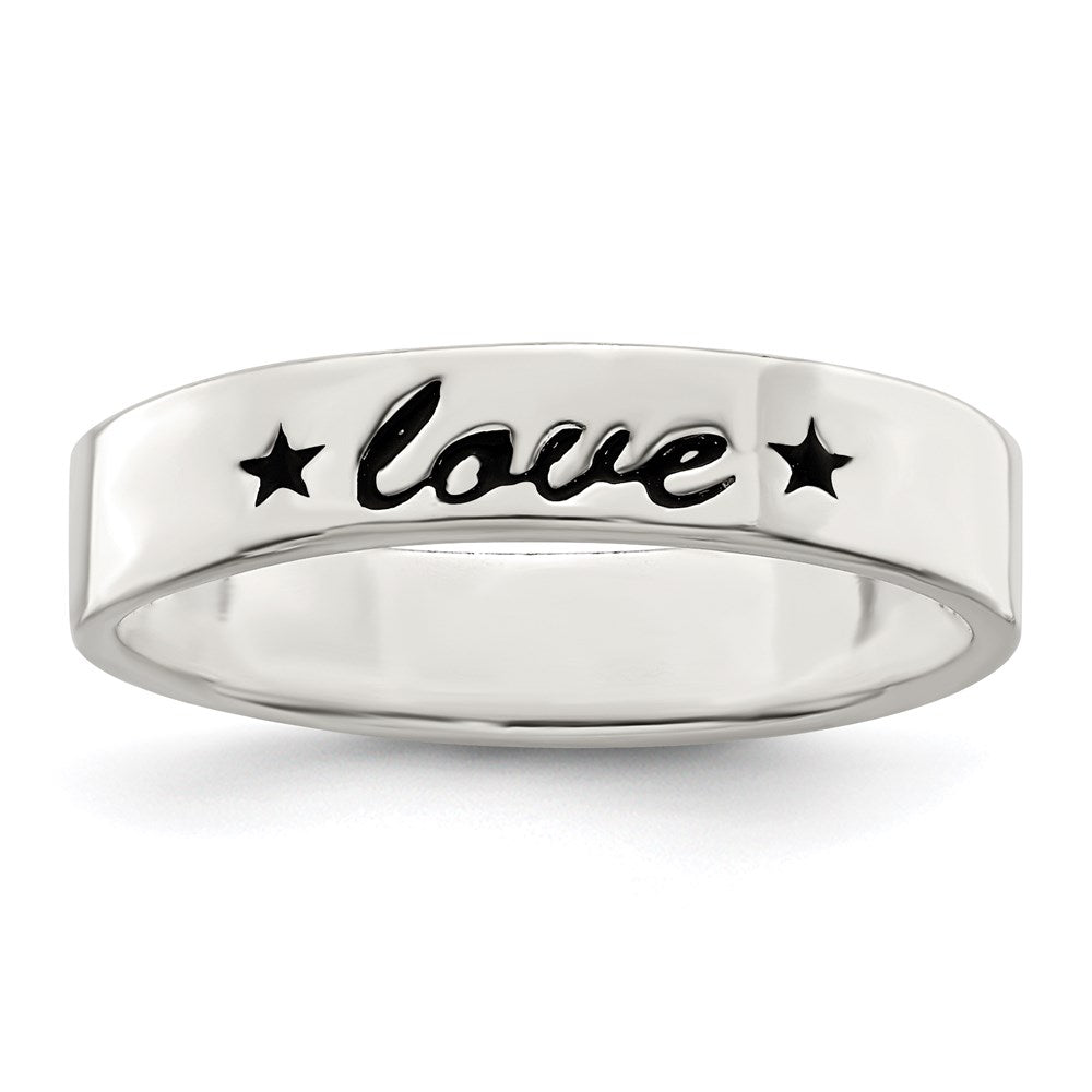 Sterlingsilber Antikisiert & Poliert Liebe Ring (size 7 Nur)