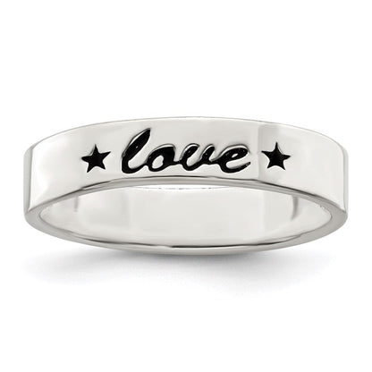 Sterlingsilber Antikisiert & Poliert Liebe Ring (size 7 Nur)
