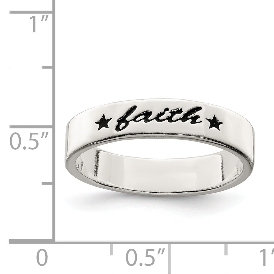 Sterlingsilber Antikisiert & Poliert Glaube Ring