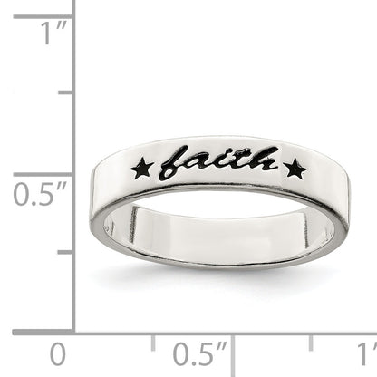Sterlingsilber Antikisiert & Poliert Glaube Ring