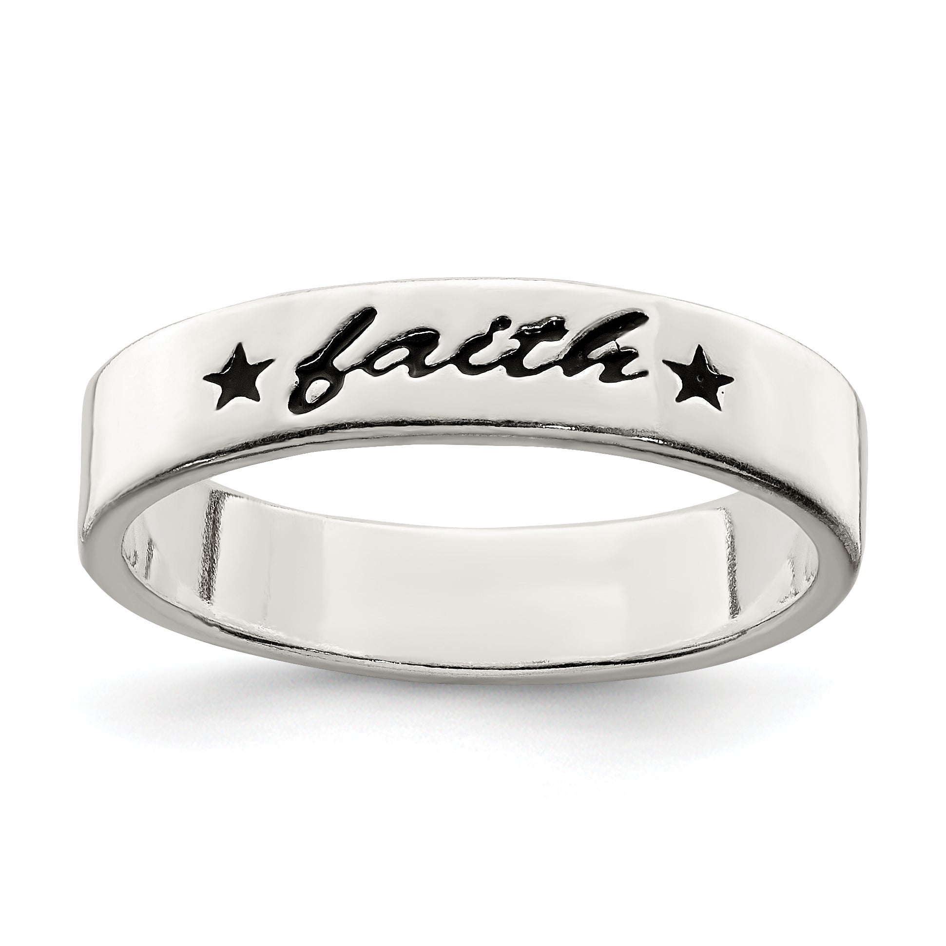 Sterlingsilber Antikisiert & Poliert Glaube Ring