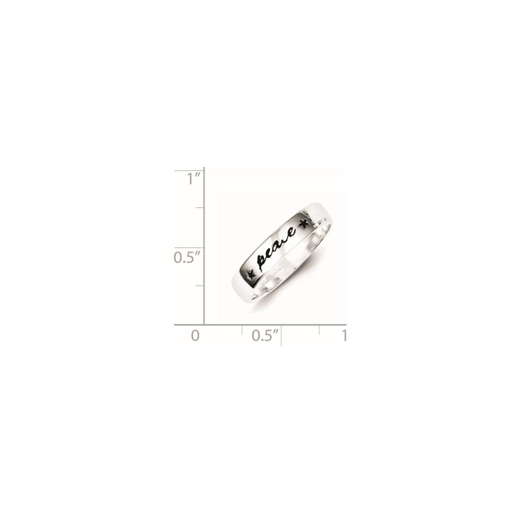 Sterlingsilber Antikisiert & Poliert Frieden Ring (size 7 Nur)