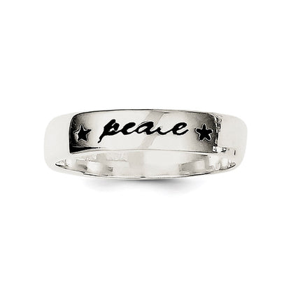 Sterlingsilber Antikisiert & Poliert Frieden Ring (size 7 Nur)