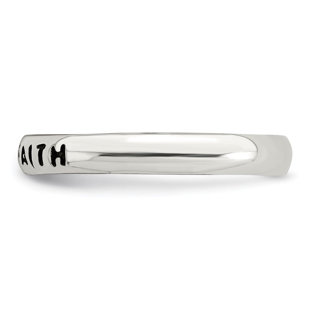 Sterlingsilber Antikisiert und Poliert Glaube Ring (size 8 Nur)
