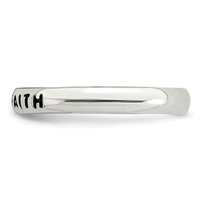 Sterlingsilber Antikisiert und Poliert Glaube Ring (size 8 Nur)