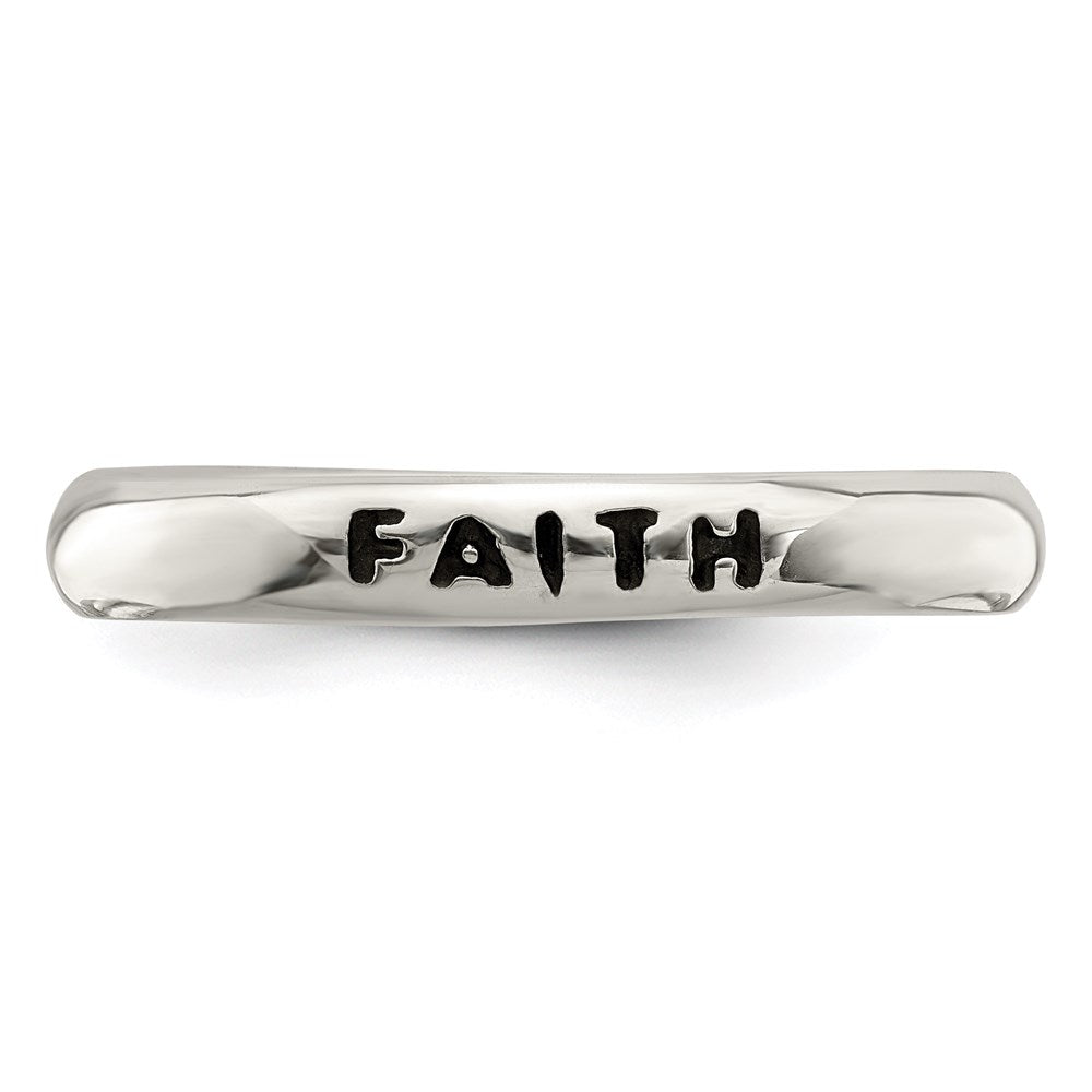 Sterlingsilber Antikisiert und Poliert Glaube Ring (size 8 Nur)