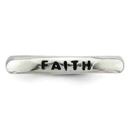 Sterlingsilber Antikisiert und Poliert Glaube Ring (size 8 Nur)