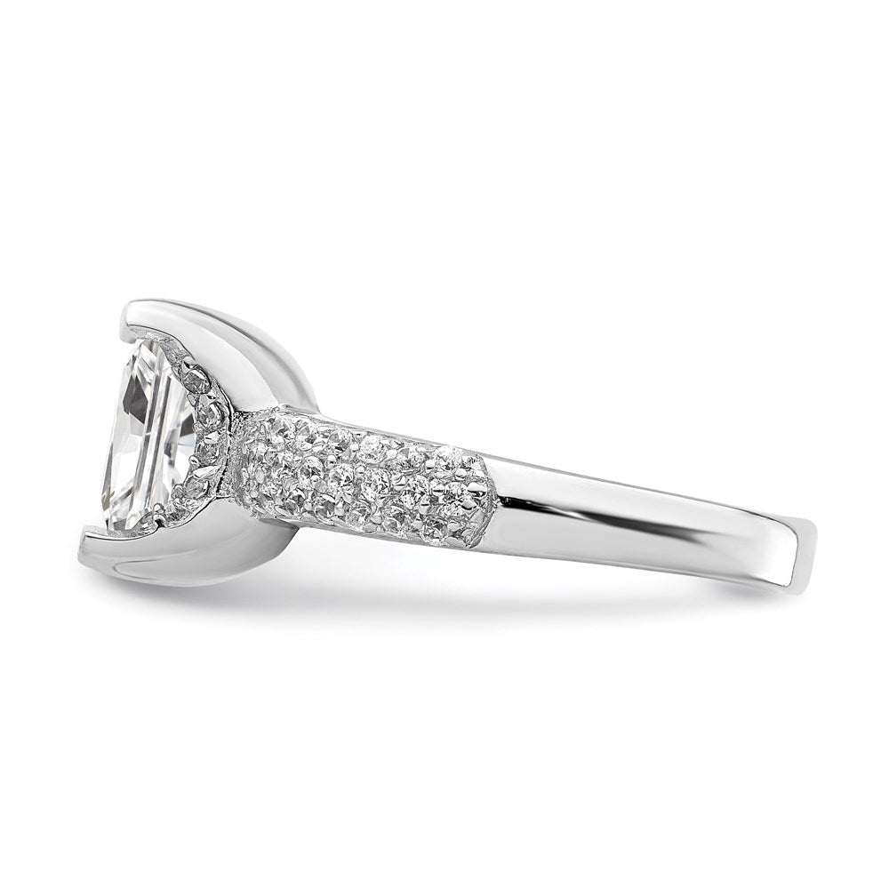 Sterlingsilber Quadratisch Zirkonia Ring (size 8 Nur)
