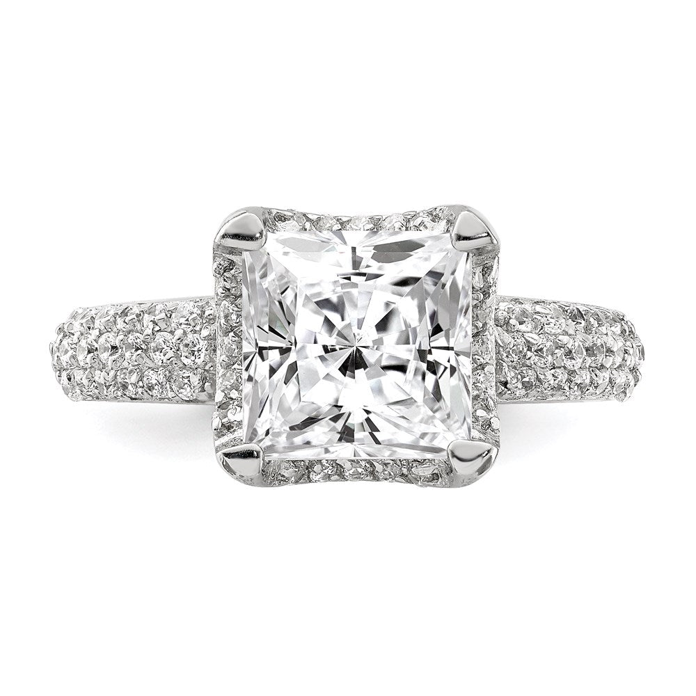 Sterlingsilber Quadratisch Zirkonia Ring (size 8 Nur)