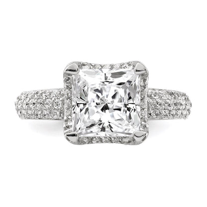 Sterlingsilber Quadratisch Zirkonia Ring (size 8 Nur)