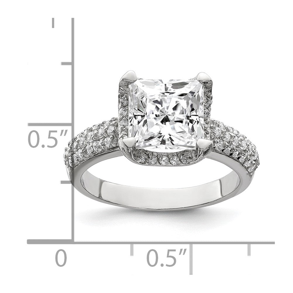 Sterlingsilber Quadratisch Zirkonia Ring (size 8 Nur)