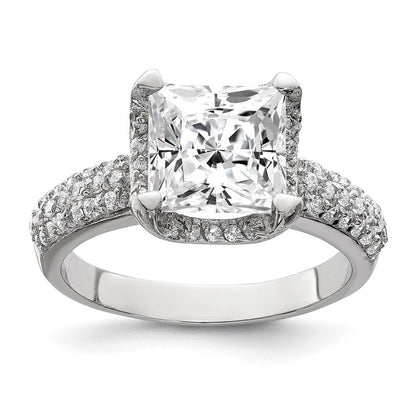 Sterlingsilber Quadratisch Zirkonia Ring (size 8 Nur)
