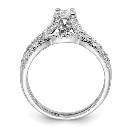 Sterlingsilber Rhodiniert 2 Stück Zirkonia Hochzeit Set Ring (size 6 Nur)