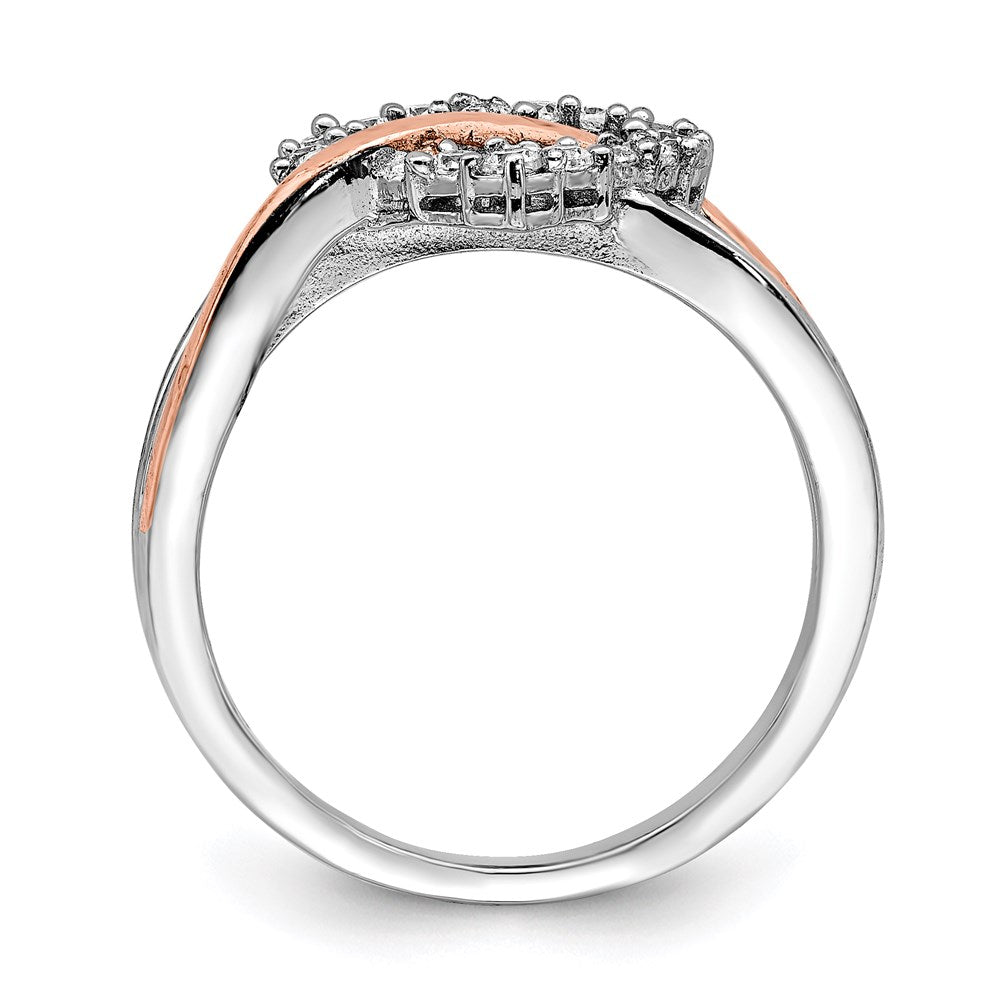 Sterlingsilber und Vermeil Poliert Zirkonia Herz Ring