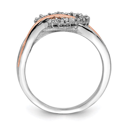 Sterlingsilber und Vermeil Poliert Zirkonia Herz Ring