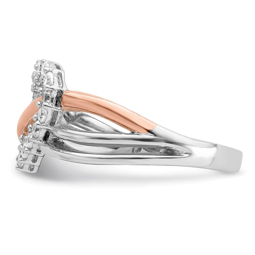 Sterlingsilber und Vermeil Poliert Zirkonia Herz Ring