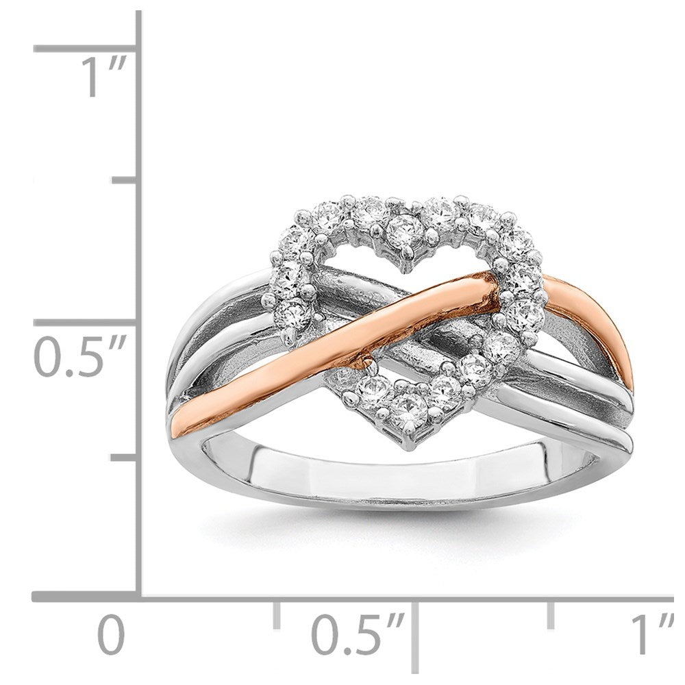Sterlingsilber und Vermeil Poliert Zirkonia Herz Ring