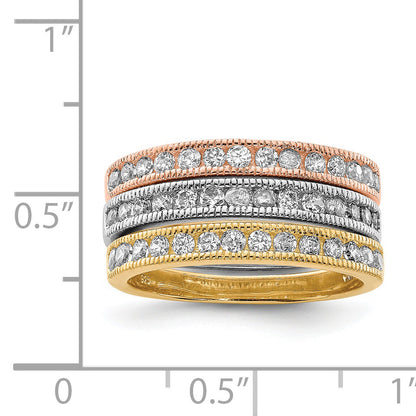 Sterlingsilber Vermeil Poliert Trio Zirkonia Rings
