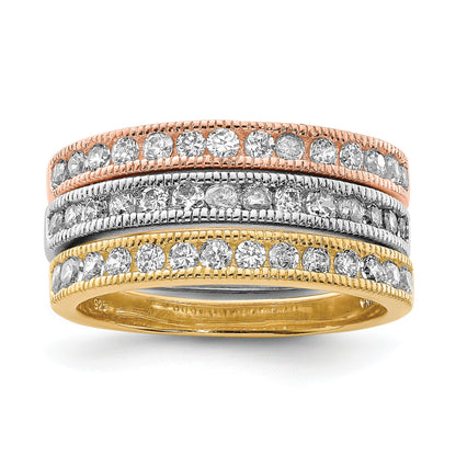 Sterlingsilber Vermeil Poliert Trio Zirkonia Rings