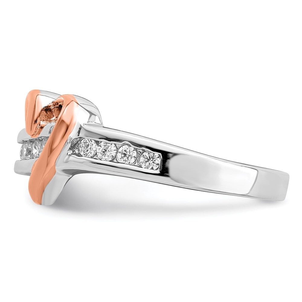 Sterlingsilber Rhodiniert Vermeil Poliert Herz Zirkonia Ring
